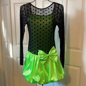 Balera dance costume green black lace jazz/tap AL